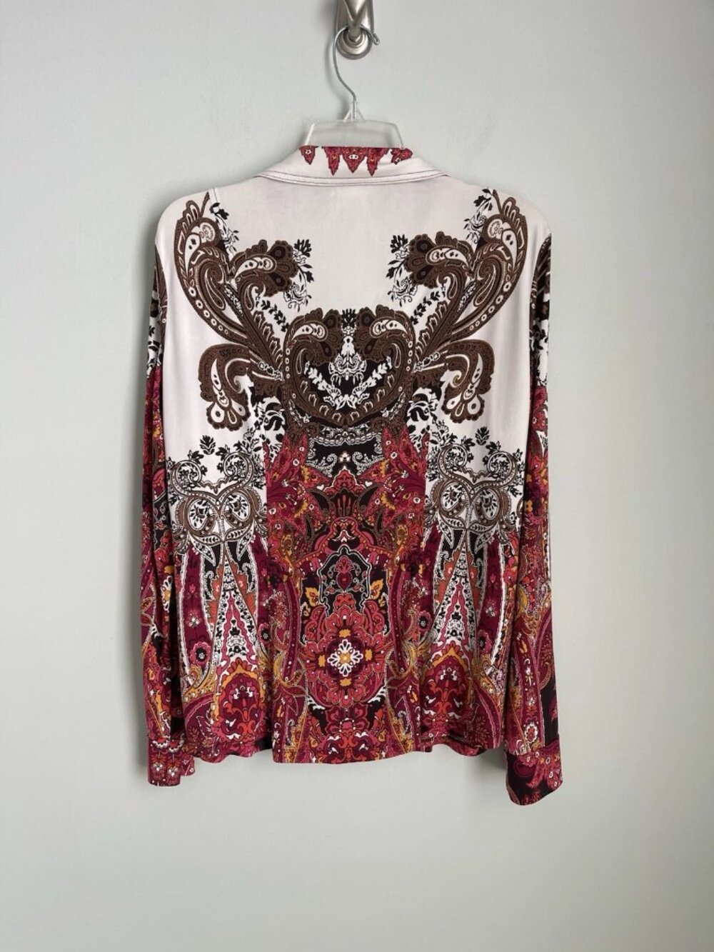 Cache Multicolor Paisley Snap Front Long Sleeve Top Y2K - Picture 3 of 7